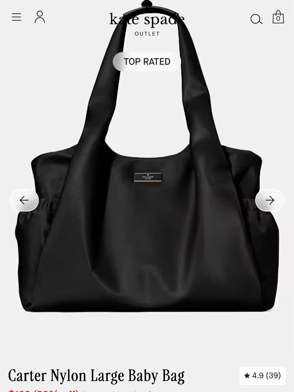 kate spade Black Nylon Bag with Top Handles